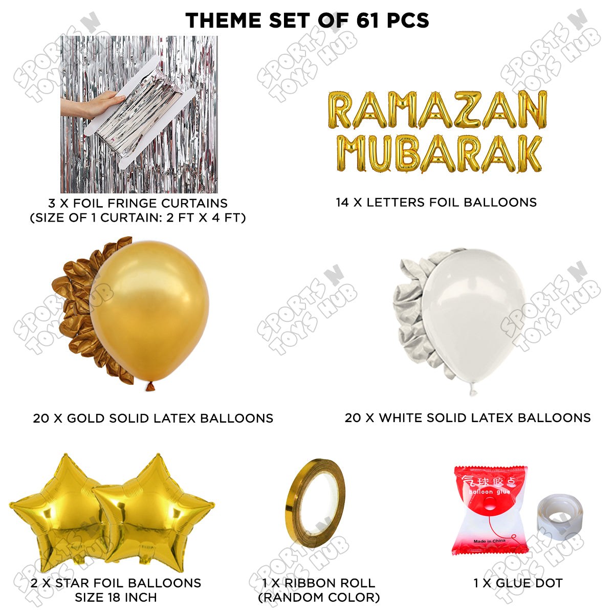 Ramazan Mubarak Foil Balloon Curtain Theme Collection