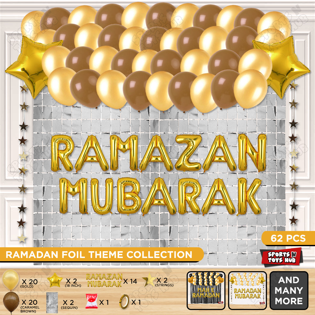 Ramazan Mubarak Foil Balloon Rectangle Curtain Theme Collection