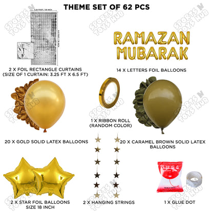 Ramazan Mubarak Foil Balloon Rectangle Curtain Theme Collection