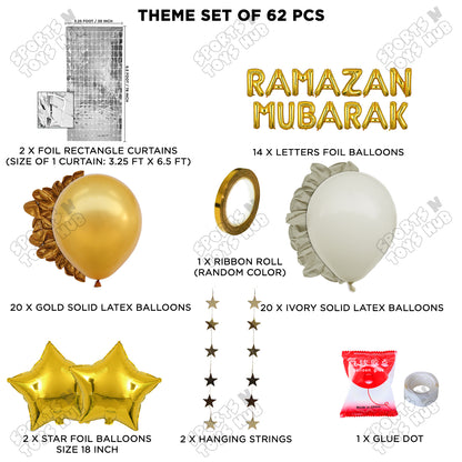 Ramazan Mubarak Foil Balloon Rectangle Curtain Theme Collection