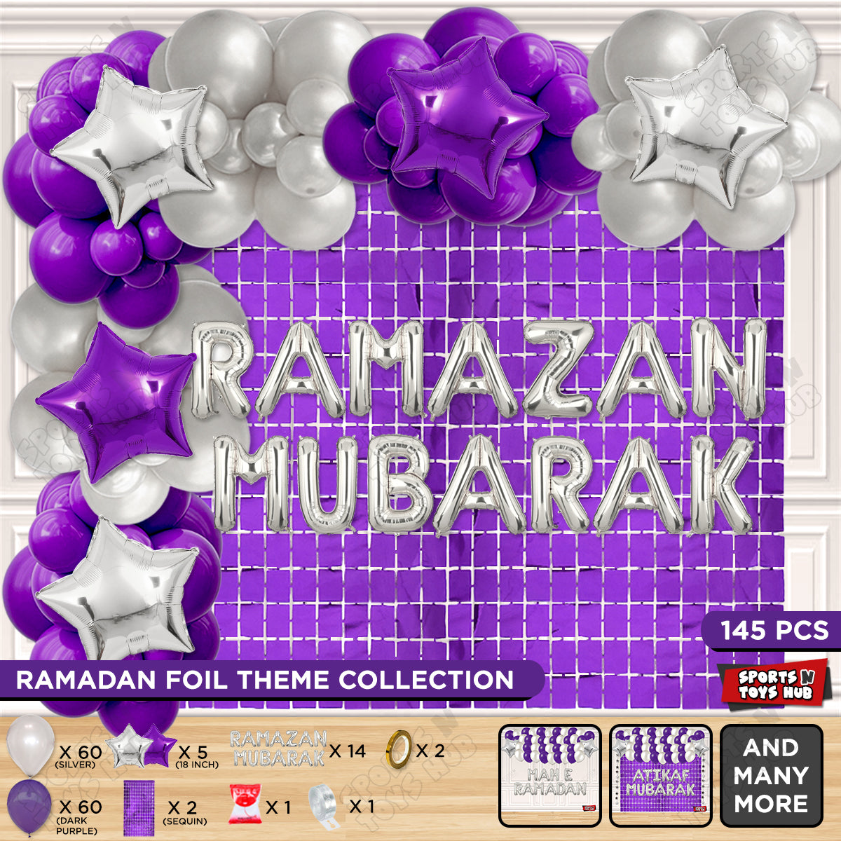 Ramazan Mubarak Foil Balloon Arch Theme Collection