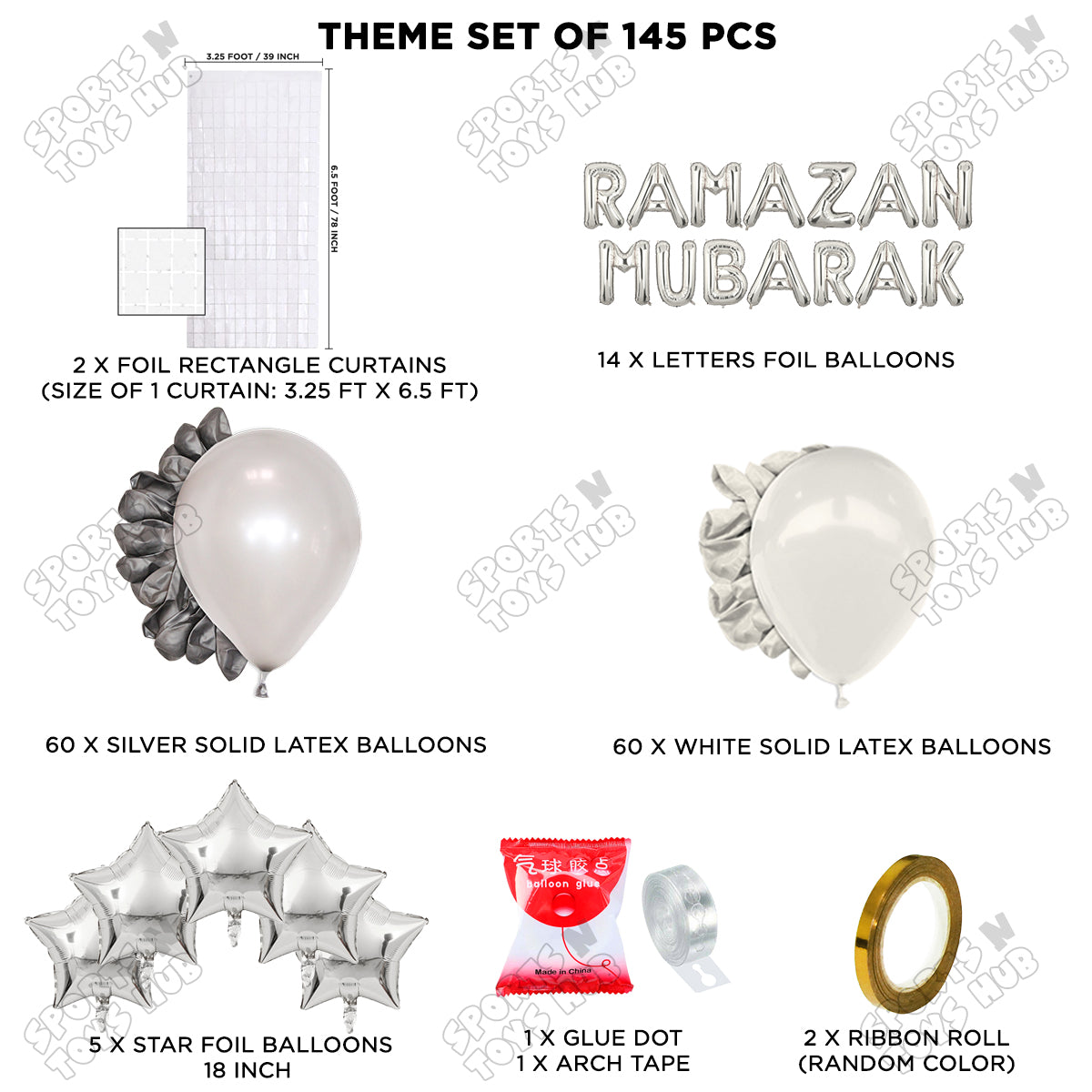 Ramazan Mubarak Foil Balloon Arch Theme Collection
