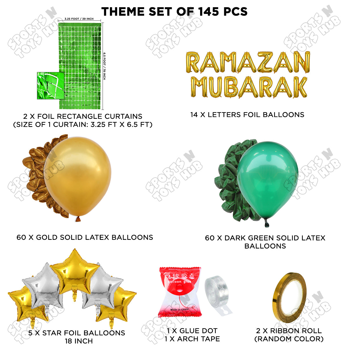 Ramazan Mubarak Foil Balloon Arch Theme Collection