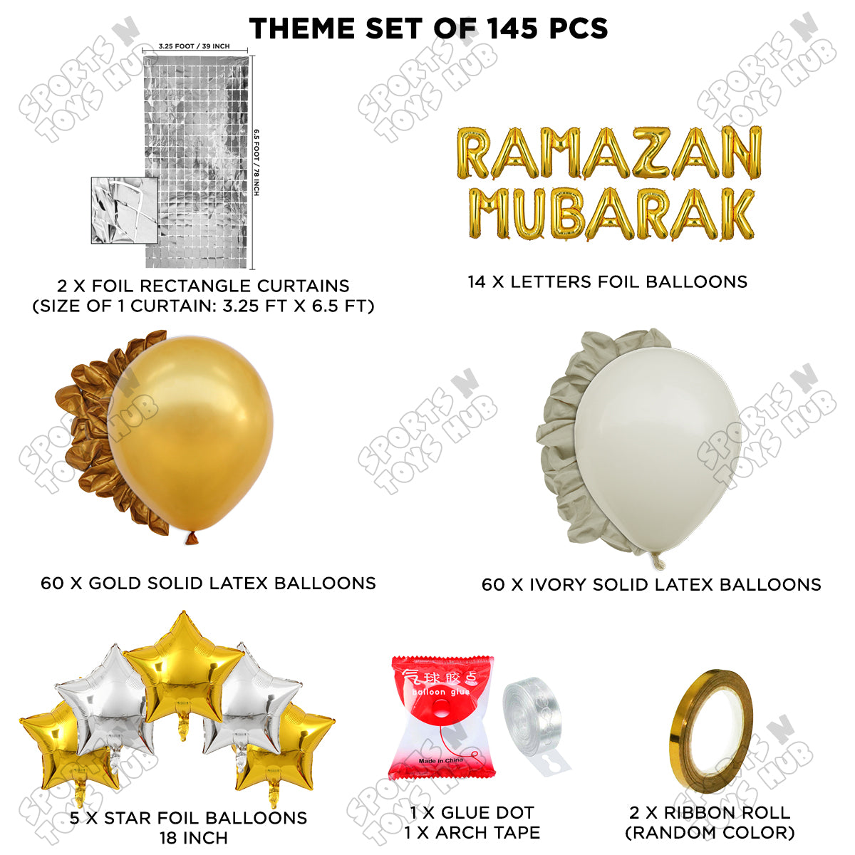 Ramazan Mubarak Foil Balloon Arch Theme Collection