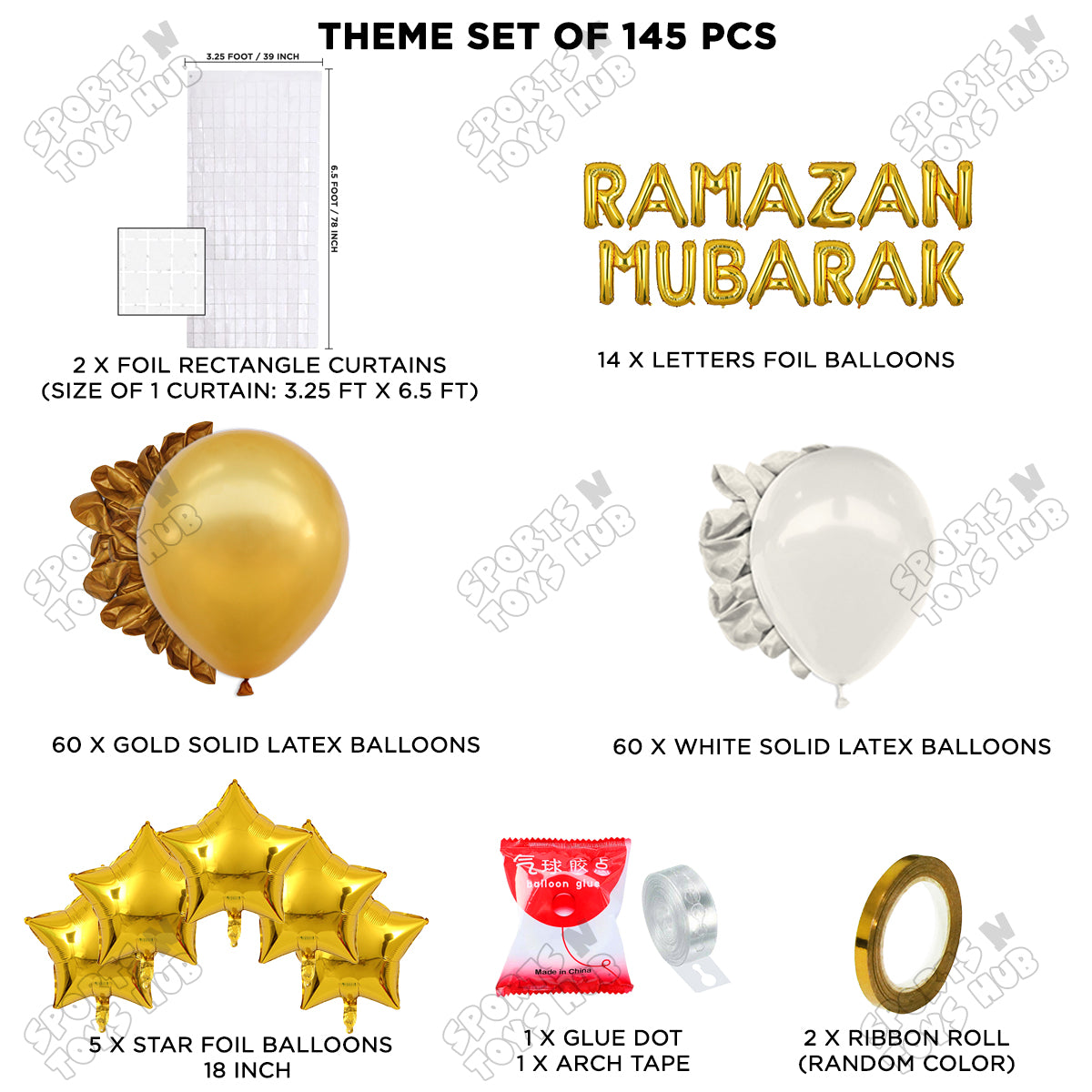Ramazan Mubarak Foil Balloon Arch Theme Collection