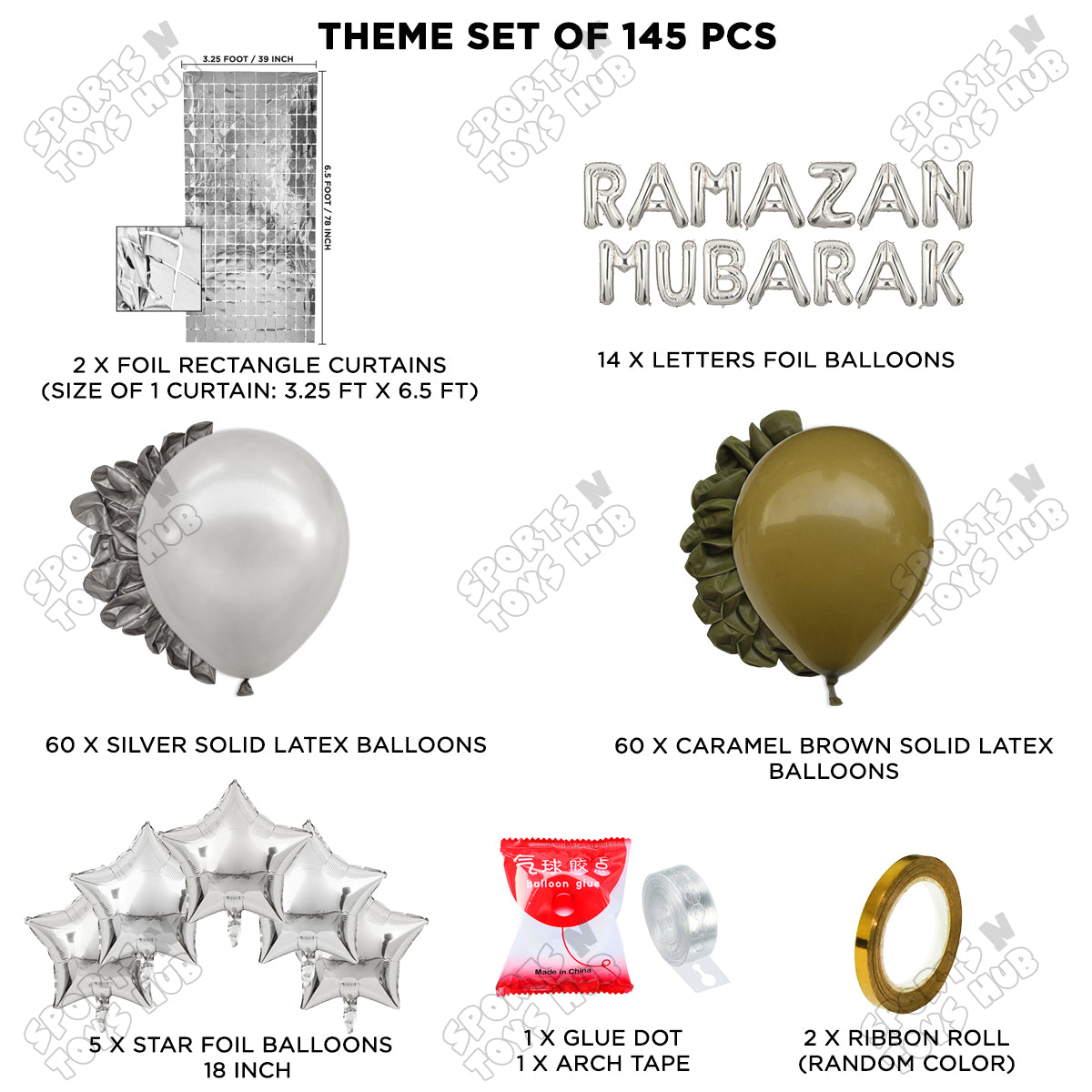 Ramazan Mubarak Foil Balloon Arch Theme Collection