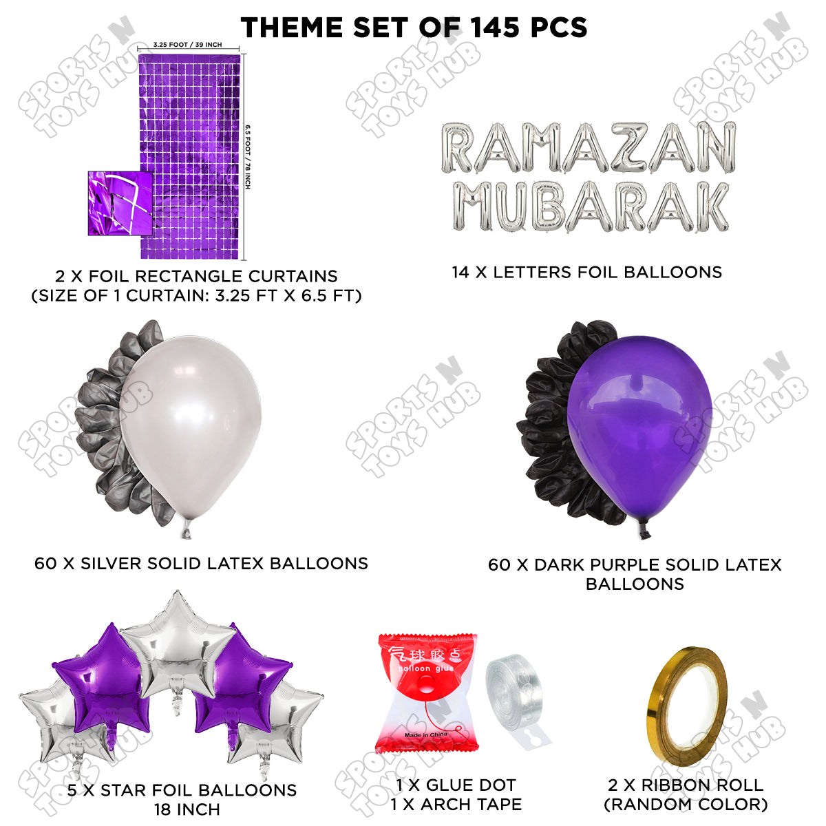 Ramazan Mubarak Foil Balloon Arch Theme Collection