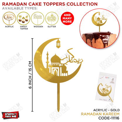 Ramadan Kareem Moon Mosquet Style Acrylic Cake Topper