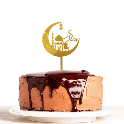 Ramadan Kareem Moon Mosquet Style Acrylic Cake Topper