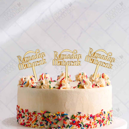 Ramadan Mubarak Acrylic Sweet & Cup Cake Toppers - Pack Of 10
