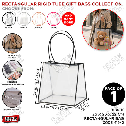 25 × 25 × 22 CM Clear PVC Transparent Gift Bag with Handles Waterproof Clear Packaging Box For Flowers