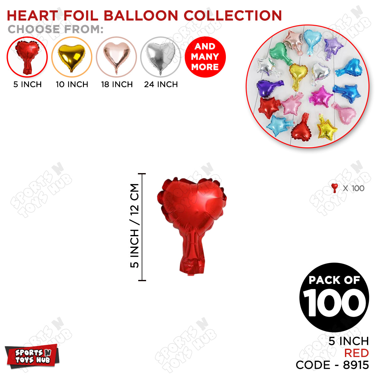 5 Inch - Red Heart Foil Balloon
