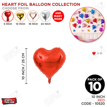10 Inch - Red Heart Foil Balloon