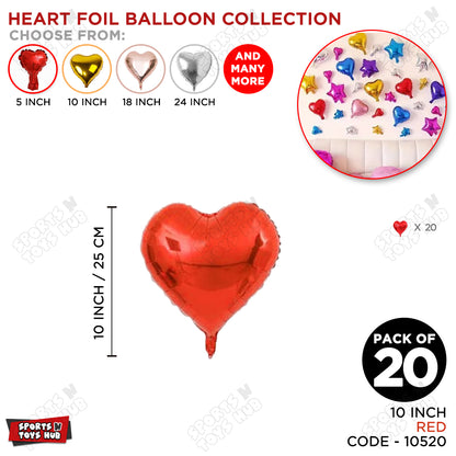 10 Inch - Red Heart Foil Balloon