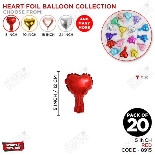 5 Inch - Red Heart Foil Balloon