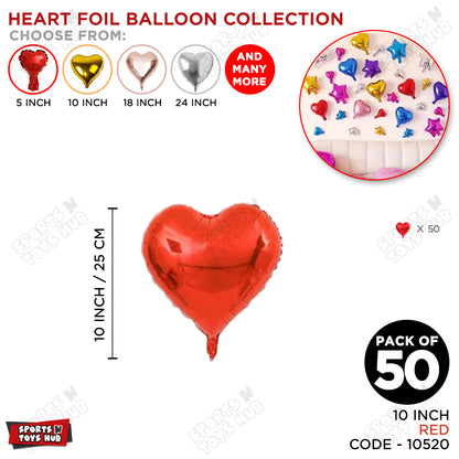 10 Inch - Red Heart Foil Balloon
