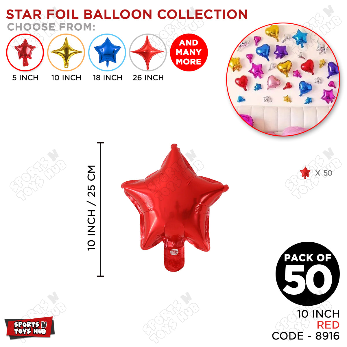 10 Inch - Red Star Foil Balloon