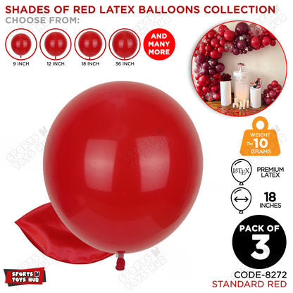 Red Latex Balloons Available In 9, 12, 18 & 36 Inch Sizes