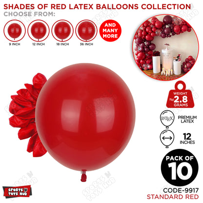 Red Latex Balloons Available In 9, 12, 18 & 36 Inch Sizes