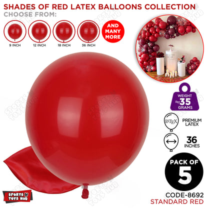 Red Latex Balloons Available In 9, 12, 18 & 36 Inch Sizes