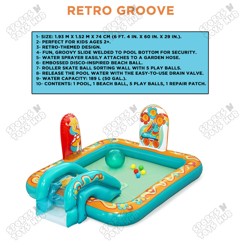 Bestway Retro Groove Kids Inflatable Play Center & Pool 6 FT x 5 FT x 29 IN - 53164