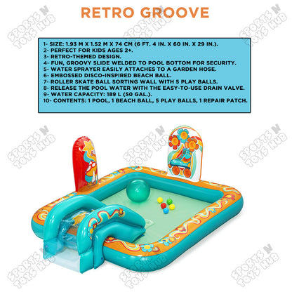 Bestway Retro Groove Kids Inflatable Play Center & Pool 6 FT x 5 FT x 29 IN - 53164