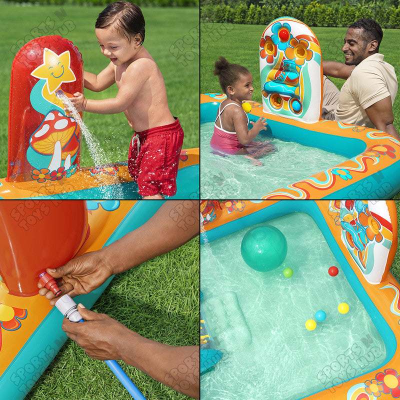 Bestway Retro Groove Kids Inflatable Play Center & Pool 6 FT x 5 FT x 29 IN - 53164