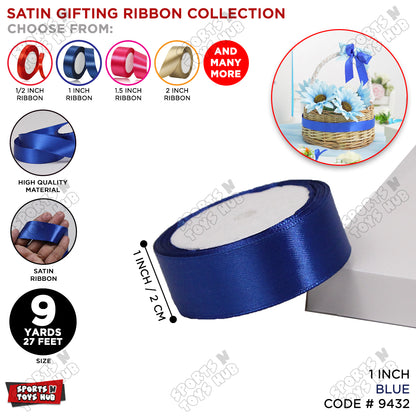 1 Inch x 9 Yards – Multi-Purpose Plain Satin Ribbon Roll for Gift Wrapping, Crafts & Decor