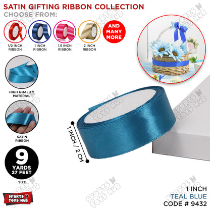 1 Inch x 9 Yards – Multi-Purpose Plain Satin Ribbon Roll for Gift Wrapping, Crafts & Decor