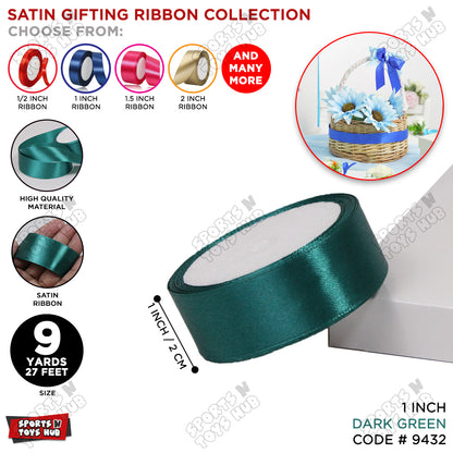 1 Inch x 9 Yards – Multi-Purpose Plain Satin Ribbon Roll for Gift Wrapping, Crafts & Decor