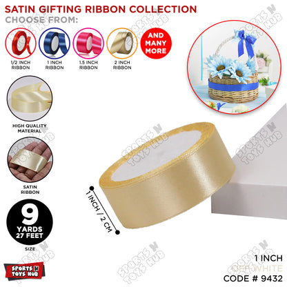 1 Inch x 9 Yards – Multi-Purpose Plain Satin Ribbon Roll for Gift Wrapping, Crafts & Decor