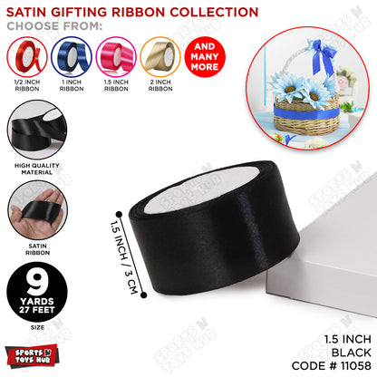 1.5 Inch x 9 Yards – Plain Satin Ribbon Roll for Ribbon Flowers, Crafts, Gift Wrapping & Decor