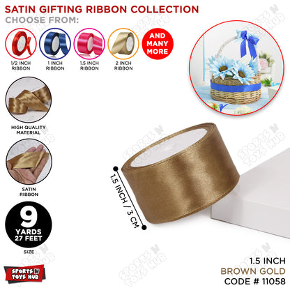 1.5 Inch x 9 Yards – Plain Satin Ribbon Roll for Ribbon Flowers, Crafts, Gift Wrapping & Decor