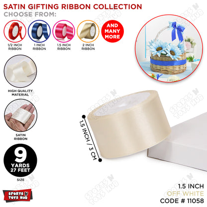 1.5 Inch x 9 Yards – Plain Satin Ribbon Roll for Ribbon Flowers, Crafts, Gift Wrapping & Decor