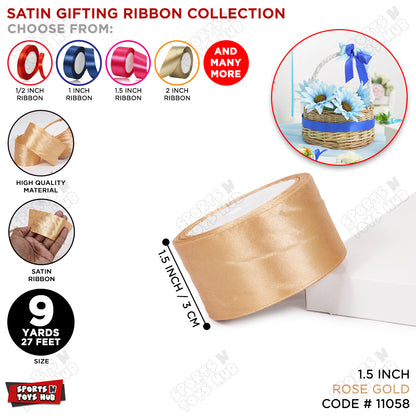 1.5 Inch x 9 Yards – Plain Satin Ribbon Roll for Ribbon Flowers, Crafts, Gift Wrapping & Decor