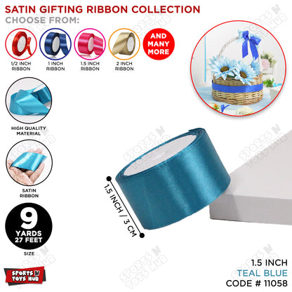 1.5 Inch x 9 Yards – Plain Satin Ribbon Roll for Ribbon Flowers, Crafts, Gift Wrapping & Decor