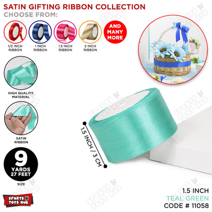 1.5 Inch x 9 Yards – Plain Satin Ribbon Roll for Ribbon Flowers, Crafts, Gift Wrapping & Decor