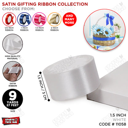 1.5 Inch x 9 Yards – Plain Satin Ribbon Roll for Ribbon Flowers, Crafts, Gift Wrapping & Decor