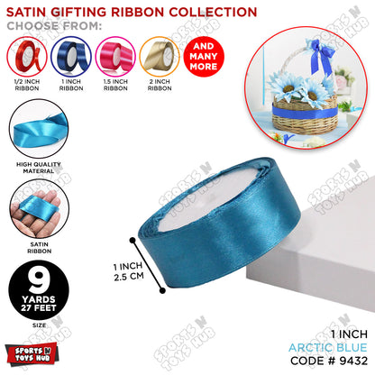 1 Inch x 9 Yards – Multi-Purpose Plain Satin Ribbon Roll for Gift Wrapping, Crafts & Decor