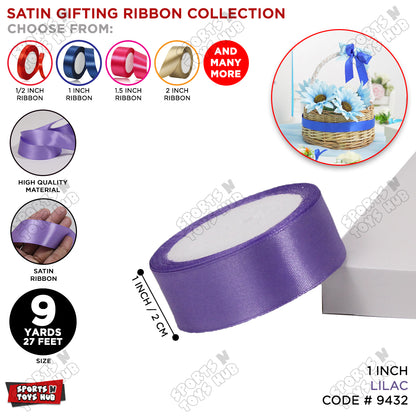 1 Inch x 9 Yards – Multi-Purpose Plain Satin Ribbon Roll for Gift Wrapping, Crafts & Decor