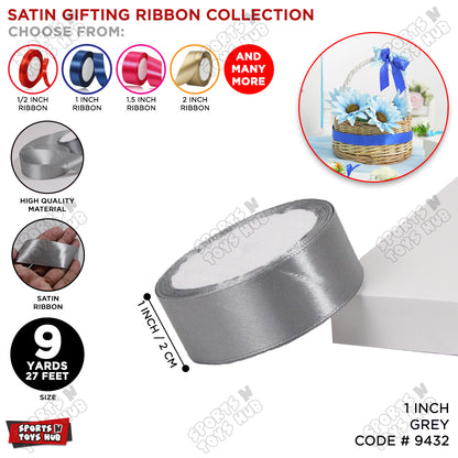 1 Inch x 9 Yards – Multi-Purpose Plain Satin Ribbon Roll for Gift Wrapping, Crafts & Decor