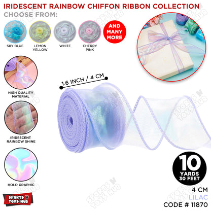 Iridescent Rainbow Ribbon – 4CM x 10 Yards Shimmering Holographic Decorative Ribbon for Gift Wrapping, Birthday Party Decorations, Wedding Decor, Floral Bouquets, DIY Crafts & Event Supplies