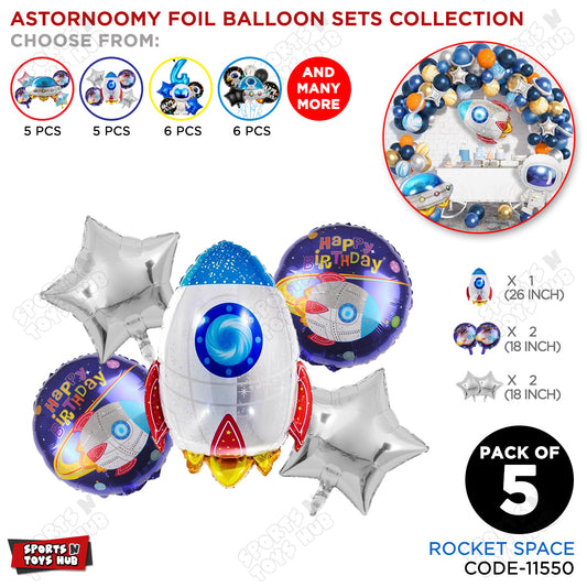 Rocket Space Pack Of 5 Foil Balloon Set