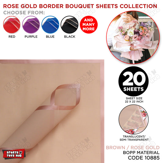 Flower Bouquet RoseGold Border Double Sided Style Sheet Collection, Flower Sheet, Wrapping Paper