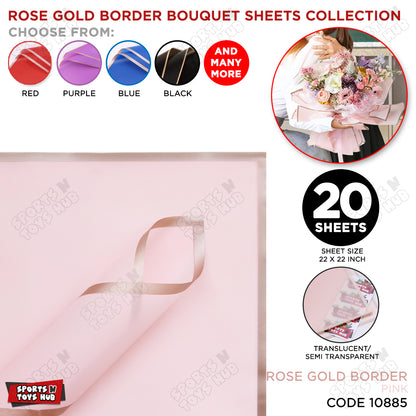 Flower Bouquet RoseGold Border Double Sided Style Sheet Collection, Flower Sheet, Wrapping Paper