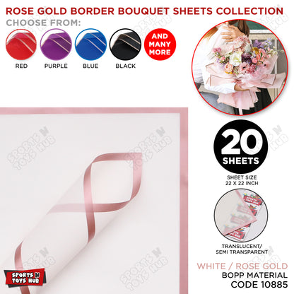 Flower Bouquet RoseGold Border Double Sided Style Sheet Collection, Flower Sheet, Wrapping Paper