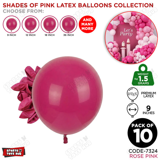 Rose Pink Latex Balloons Available In 9, 12, 18 & 36 Inch Sizes