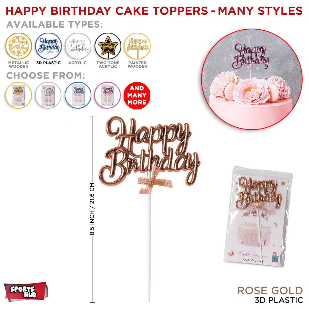 Happy Birthday 3D Style Cake Topper Collection