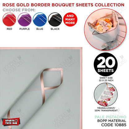 Flower Bouquet RoseGold Border Double Sided Style Sheet Collection, Flower Sheet, Wrapping Paper