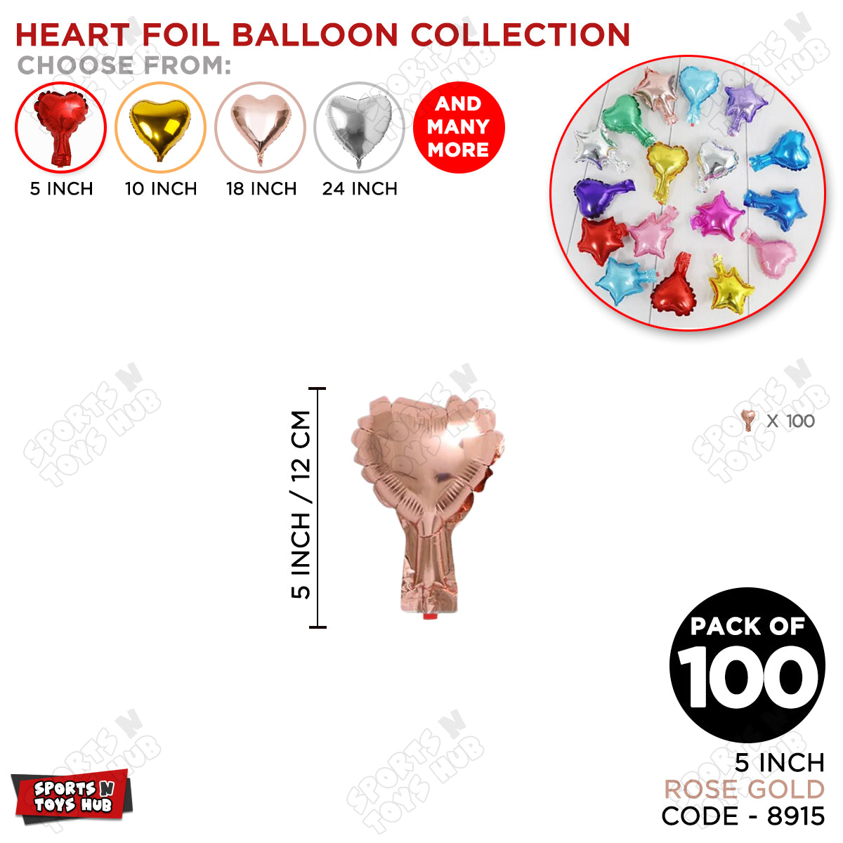 5 Inch - Rose Gold Heart Foil Balloon